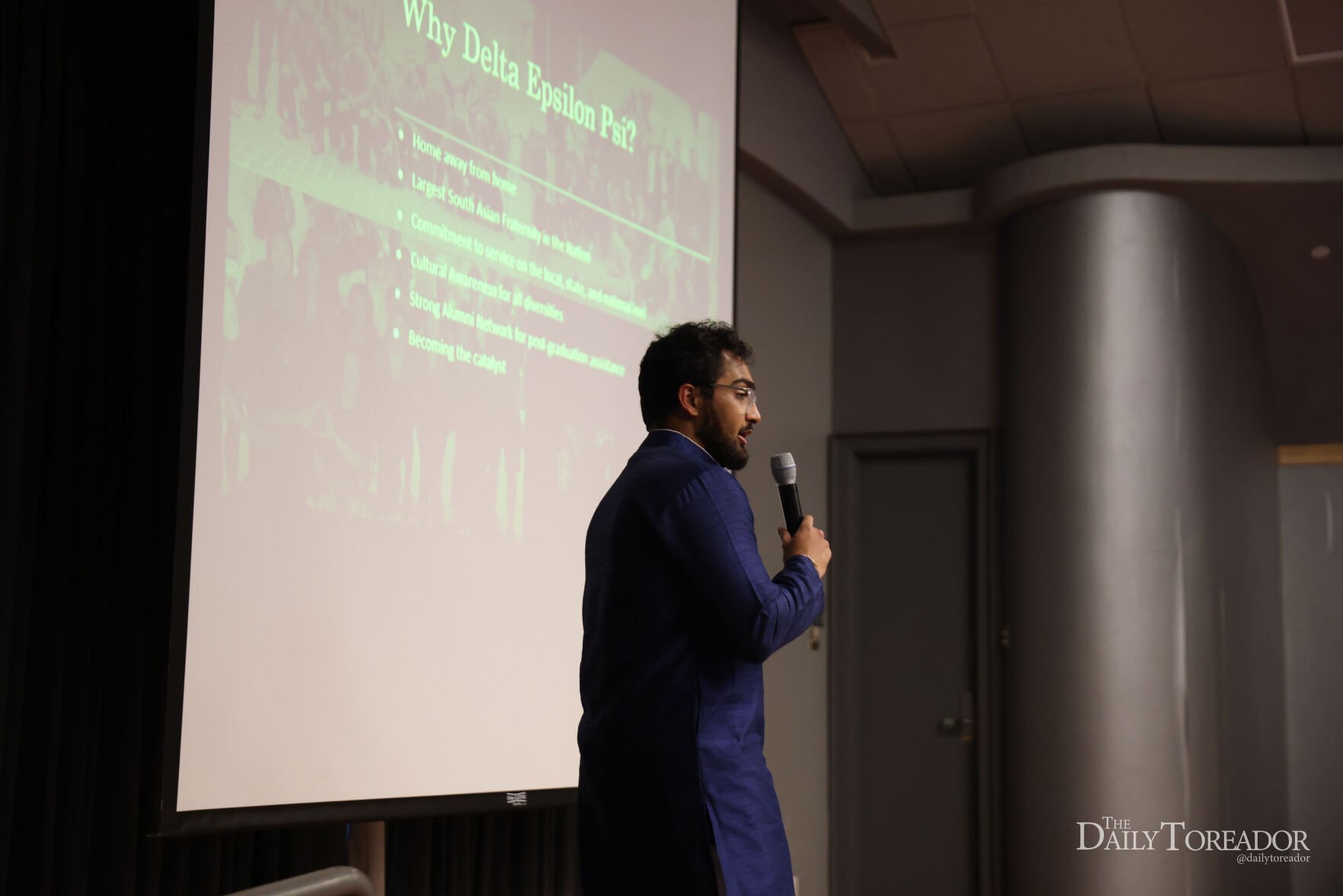 Bhakta spreading awareness of Delta Epsilon Psi